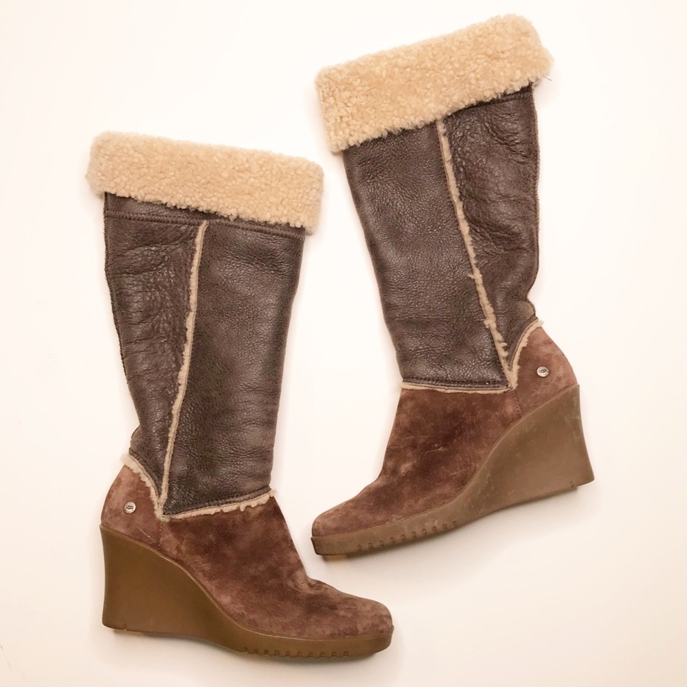 Ugg shearling Sandra wedge leather boots